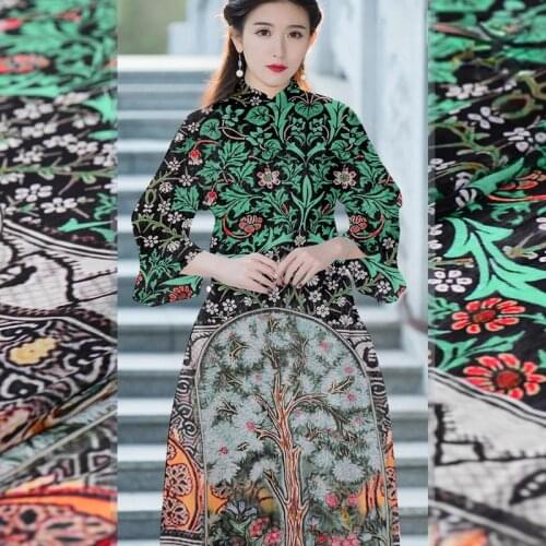 140cm digital printing silk linen fabric 12mm Chinese silk fabric cheongsam dress natural linen fabric wholesale linen cloth
