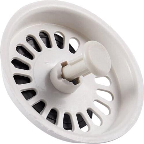 New Food Waste Stopper Spin Lock Sink Drain Strainer 3.1" Dia White Black Plastic