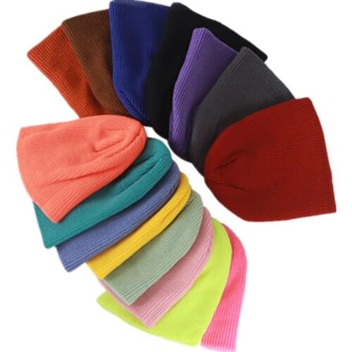 Solid Unisex Beanie Autumn Winter Blends Soft Warm Knitted Cap Men Women SkullCap Hats Gorro Ski Caps 14 Colors Beanies