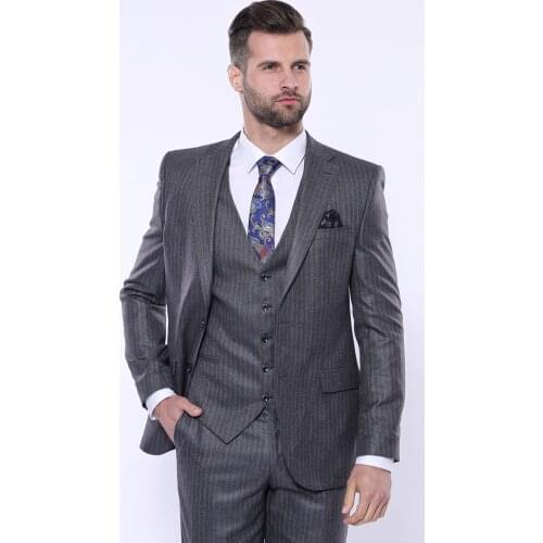 Striped Grey Vested Suit Wessi