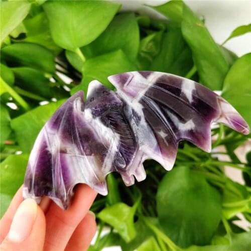 Natural Dream Amethyst Purple Quartz Crystal Hand-Carved Bat Beauty Crafts Decorative Gifts