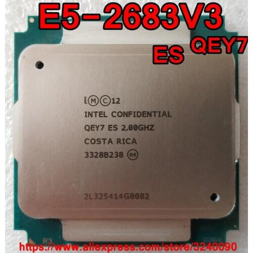 Intel Xeon CPU E5-2683V3 es version QEY7 2.0GHz 14-Cores 35M 120W LGA2011-3 E5-2683 V3 processor E5 2683V3 free shipping 2683 V3