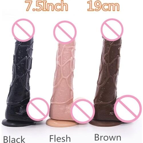Realistic Dildos Flesh Brown Black Dildo Suction Cup Massager Dildo Vagina Waterproof Adult Toy Penis Dick Female Masturbator