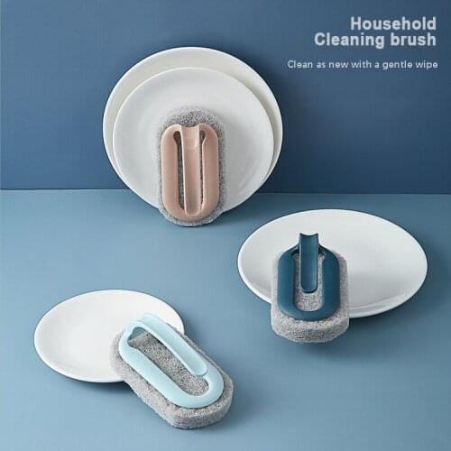 Cleaning Brush Pot Floor Washing Household Tools Convenient Dishwashing Sponge with Handle Kitchen Small Items Accessories