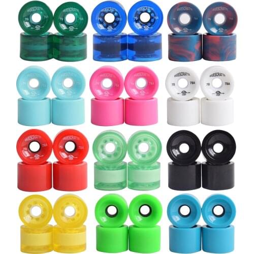 4pcs/Pack 70mm Longboard PU Wheel Replacement Skateboard 78A Hardness Wheels Cruising Wheel ABEC-9 Bearings Outer Cover
