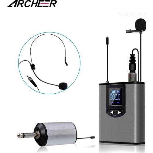 UHF Wireless Microphone System Headset Lavalier Mic Lapel Bodypack Transmitter Mini Rechargeable Receiver Speech Karaoke Record
