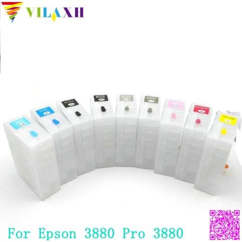 Vilaxh 3880 pro 3880 9pcs T5801 Empty Refillable Ink Cartridge For epson Stylus pro 3880 printer ink with chip