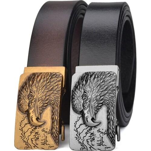 Vintage Wind Automatic Buckle Belt Stylish Durable Eagle Buckle Mens Leather Belt Belts for Men Luxury Designer Brand