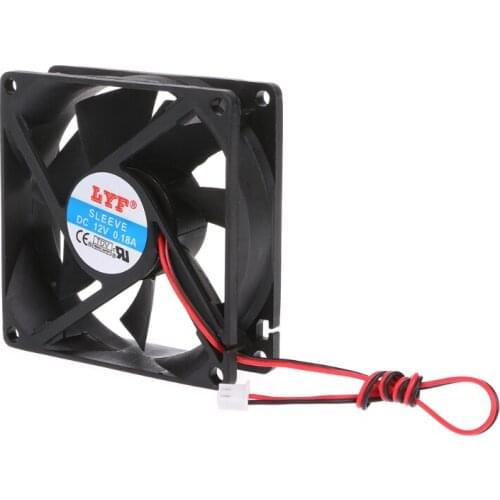 YYDS 12V 2-Pin 80x80x25mm PC Computer CPU System Heatsink Brushless Cooling Fan 8025
