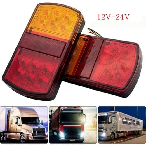 Fuleem 2PCS 12/24V 12 Led Car Tail Lights Stop Brake Lamp Rear Side Light Stop Indicator For RV Camper Trailer Truck