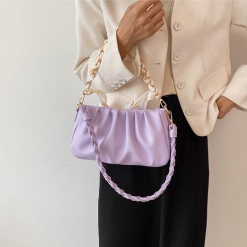 Bucket Type PU Womens Messenger Bag Luxury Designer Frill Shoulder Bag Silk Scarf Chain Womens Handbag