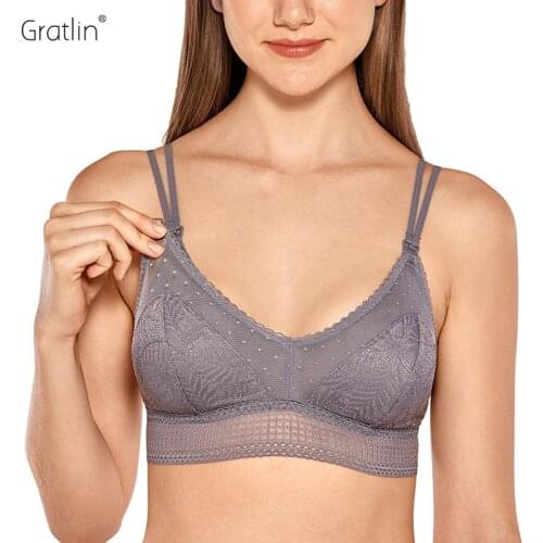 Womens Maternity Nursing Bra Lace Lightly Padded Wireless Bralette For Pregnancy