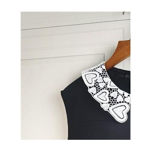 Womens Mini Dress Peter Pan Collar Front Buttons Sleeveless 2021 Summer Elegant Ladies Hollow Out Short Robe