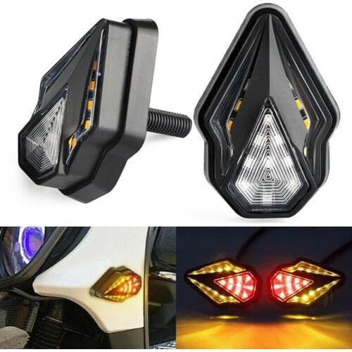2PCS LED Motorcycle Turn Signal Lights Universal Blinkers Side Mount Red Amber Indicators Brake DRL Indicator Lights Blinkers F