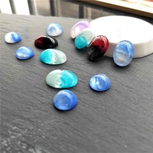10pcs/lot Resin Colorful Gradient Cabochon 10x14 13x18mm Oval Plastic Embellishment cabs Bead for DIY Jewelry Making Accessories