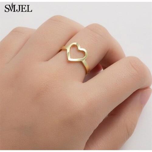 2021 Simple Love Heart Finger Ring For Women Fashion Party Wedding Jewelry Ring Gift Daily Anniversary Accessories Wholesale