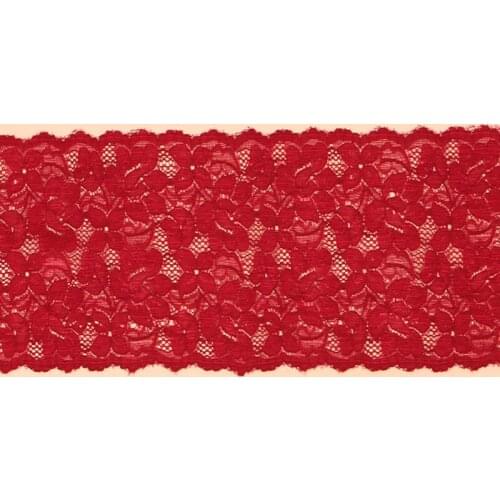 25Yds 15cm Elastic Stretch Lace Trim Fabric Red Pink Clothes Skirt Hem Underwear Sewing Craft DIY Apparel Fabrics High Quality
