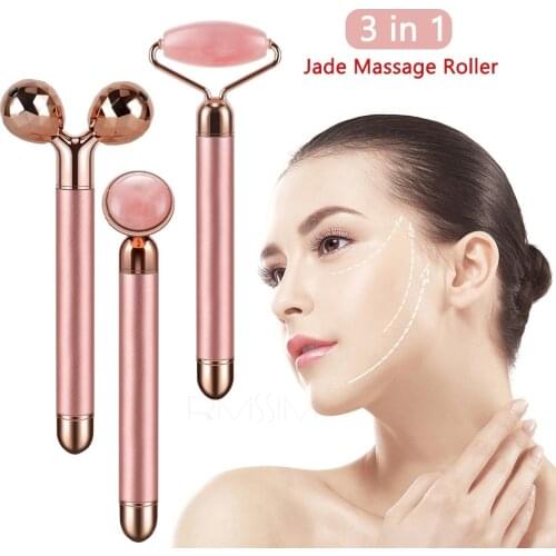 3 in 1 Electric Vibrating Face Roller Jade Roller for Face Massager Quartz Roller