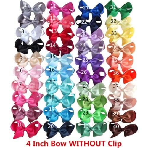 4 inch Bow WITHOUT clips Grosgrain Ribbon Bow Assembly for hair bow Headband DIY Craft Supplies Hair Accessories 40pcs/lot