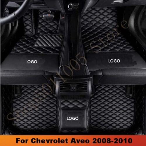 Car Floor Mats For Chevrolet Aveo 2010 2009 2008 Artificial Leather Waterproof Custom Auto Foot Pads Automobile Carpet Cover
