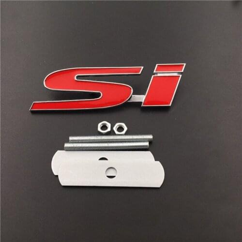 Car Styling for SI Logo Front Grille Emblem Auto Body Sticker Badge Decoration for Honda Civic CRV Crosstour Odyssey City Jade