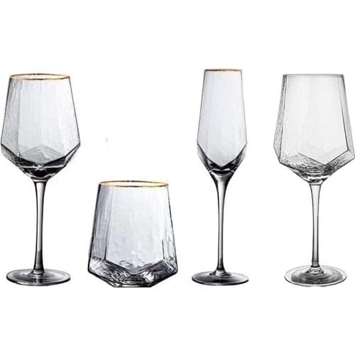 Free Shipping 2PCS Gold, Hammered, Champagne Glasses, Wine Glasses, Goblet-Champagne Glass Set of 2