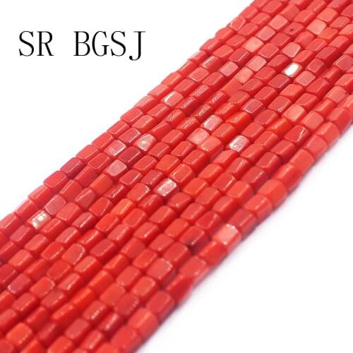 Free Ship 3x4mm Special Orange Red Natural Beads Jewelry Making Bracelet Necklace Cubic Coral Beads 15"