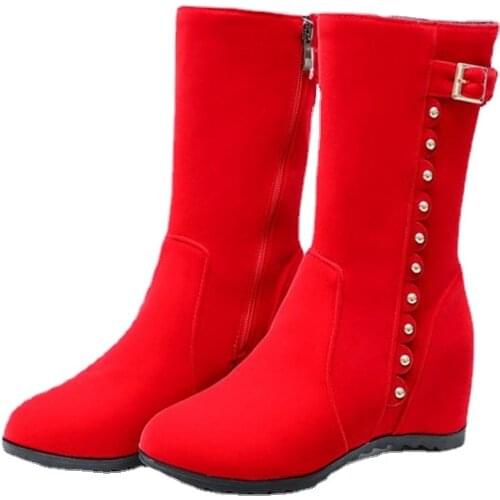 BLXQPYT Botas Mujer 2021 Autumn Winter Warm Fur Women Boots Increased internal Thick High Quality Shoes Snow Middle Boot 11-38