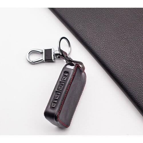 Smooth Leather Car Key Cover Case For Mazda 3 Alexa 2019 2020 Sedan Hatchback 2/3/4 Buttons Smart Car Key Case Cap Holder