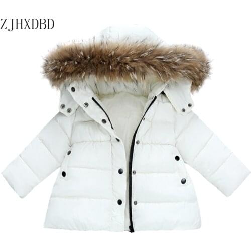 Children Girls Boys Russia Winter Real Fur Thickened Down Parkas Hooded Coat Jacket Overcoat 1-10Y Baby Kids Clothing Outerwear