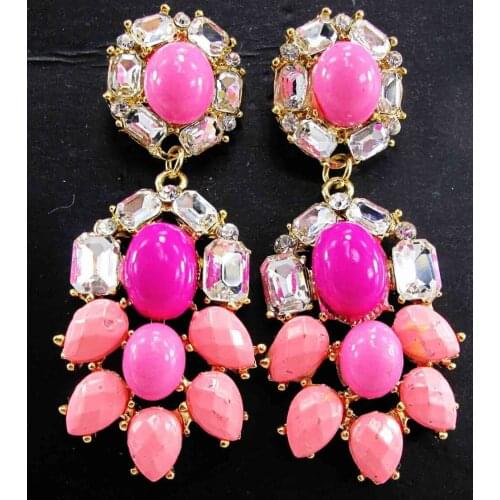 BRING LONG Womens fashion earrings New arrival brand sweet metal with gems stud crystal rocking earring for women girls