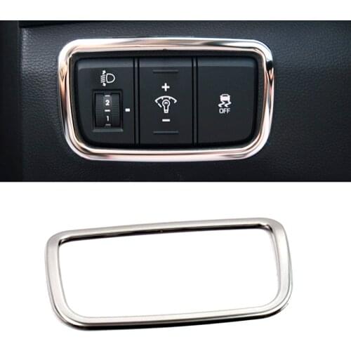 For Hyundai Creta IX25 2016-2018 Headlight Head Lights Lamp Switch Button Cover Trim Stainless Steel Interior Mouldings