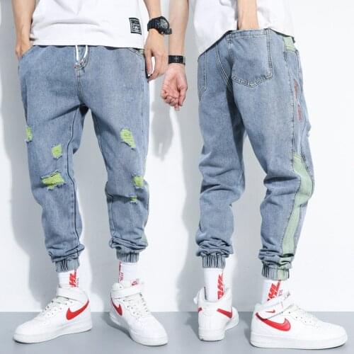 Large size jeans casual ankle-length pants summer thin section Korean version nine points calf-length pants male harem pants