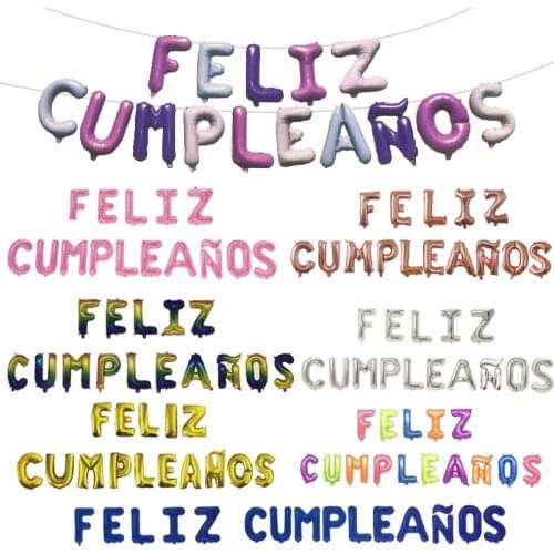 FELIZ CUMPLEANOS Spain Happy Birthday Letters Foil Balloons Birthday Party Decor Home Party Alphabet Air Balloons Supplies