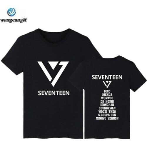 Kpop Seventeen t shirt short sleeve Fashion cotton t-shirt o neck Seventeen Tshirt Young teen t shirts Tee tops Plus Size 4XL