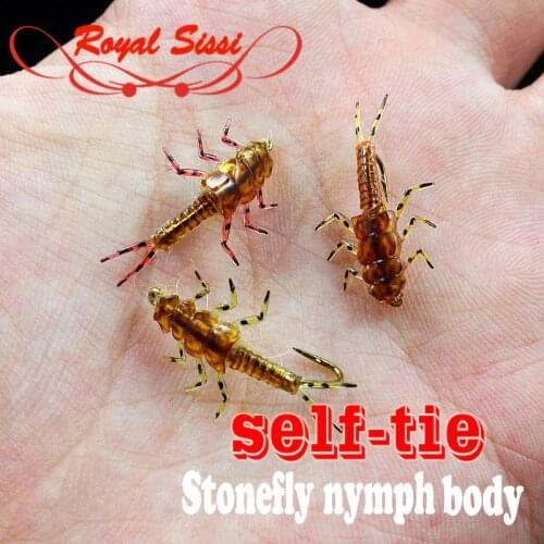 Hot 10pcs pack artificial stonefly nymph rubber body fly fishing wet fly nymph flies fly tying stonefly insect model with legs