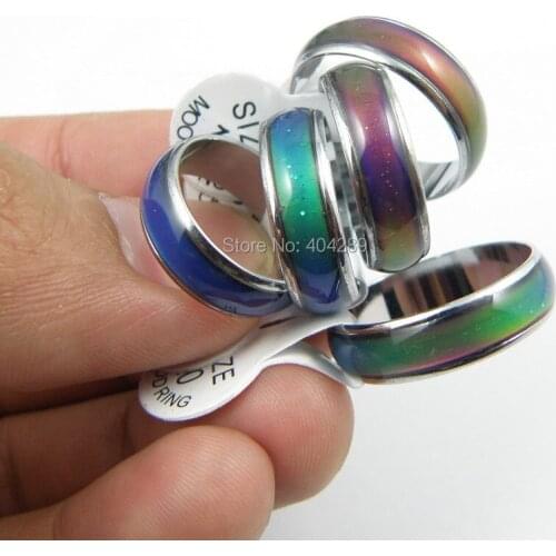 Good Quality!10pcs 6MM Thick Mood Rings CHANGING COLOR MAGIC EMOTION FEELING MOOD RING For Men and Women