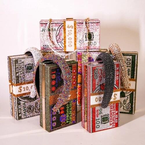 Clutch Purses and Handbags Luxury Crystal Headband Elegant Evening Bags for Wedding Party