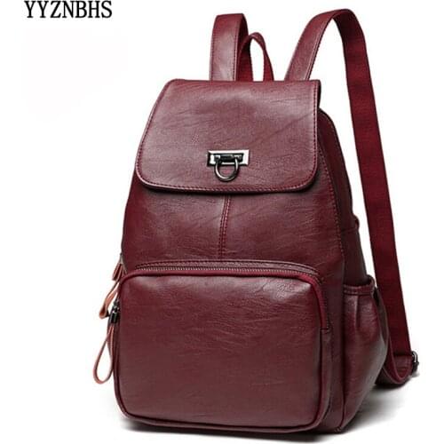 Women Leather Backpack Female Travel Shoulder Bag Sac A Dos Ladies Bagpack School Bags For Teenage Girls Preppy Mochila Feminina