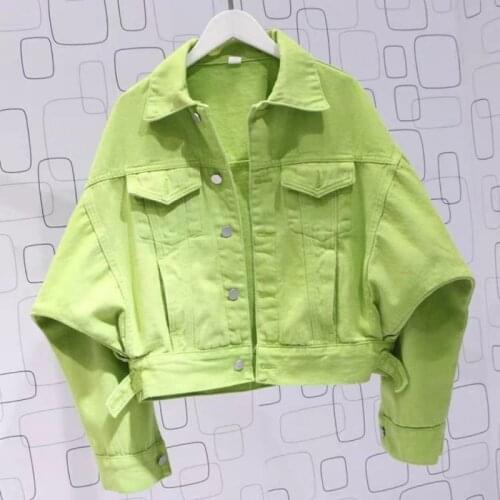 2021 New Jeans Jacket Women Loose Purple Denim Jacket Femme Bomber Jacket Basic Batwing Sleeve Coats Womens J200