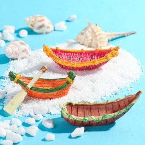DIY Micro Landscape Ornament Miniature Figurines Mini Boat And Paddle Meaty Plants Fairy Garden Dollhouse Garden Tools