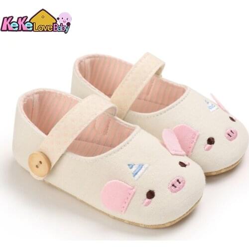 Toddler Infant Baby Girl Soft Shoes Casual Cute Prewalker Pig First Walkers Princess Shoses Cartoons Styles New 0-18 Months