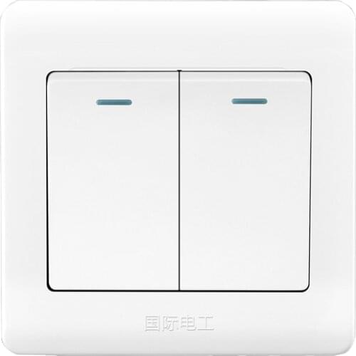 Classic 86 Type Wall Light Switch, 2 Gang 1/2 Way 10A 250V Flame Retardant PC Panel White Recessed Wall Rocker Switch