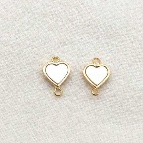 New Arrival! 13x8mm 20pcs Plating Real Gold Real Shell Heart Connectors For Handmade Necklace Earring Parts DIY Accessories