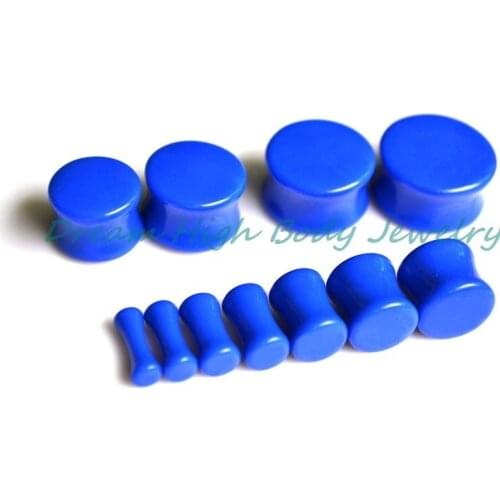 Wholesale Blue Color Double Flare Ear Plug Saddle Flesh Tunnel Taper Stretching UV Acrylic 3-20mm Ear Piercing Jewelry Expander