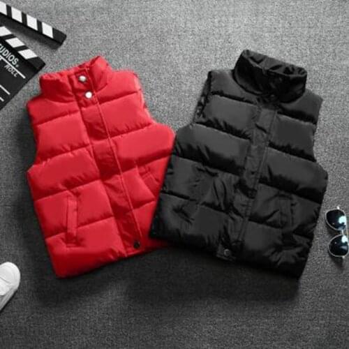 Fall and Winter Boys and Girls Stand Collar Vest Down Cotton Spring and Autumn Childrens Winter Thickened Waistcoat Vest New