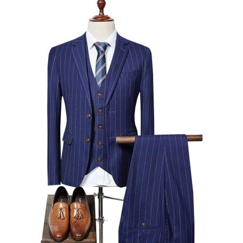 Jacket+Pants+vest) high-end custom business suit three-piece mens slim tuxedo mens wedding prom dress Plus size 4XL