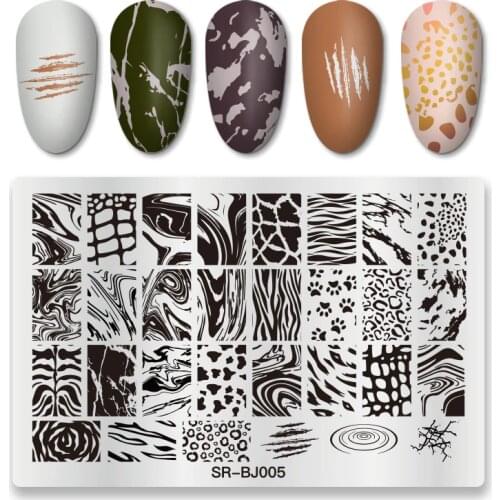 MEET ACROSS Marble Image Nail Stamping Plates Flower Rectangle Stainless Steel Nail Image Stencils Stamping Template