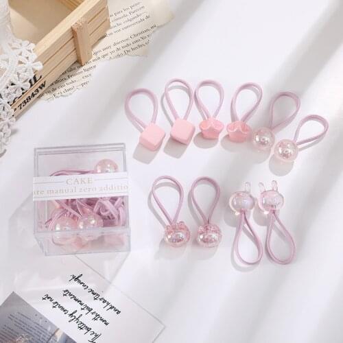 10pcs/Bag Crystal Candy Elastic Hair Bands for Girls Baby Cute Kids Hair Rope Rings Sweet Ponytail Holder Girls Hair Accessory