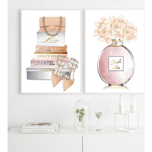 Modern Fashion Teen Girl Room Decor Canvas Painting Perfune Makeup Posters and Prints for Bedroom Frameless Home Decor